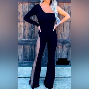 Black one shoulder jumpsuit